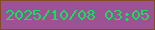 文字の大きさ：1、枠の色：824b27、背景の色：9d5393、文字の色：12e25b 無料ブログパーツのブログ時計