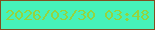 文字の大きさ：2、枠の色：824e1f、背景の色：46f2b9、文字の色：94d43e 無料ブログパーツのブログ時計