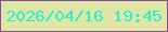 文字の大きさ：1、枠の色：825198、背景の色：e0e6a5、文字の色：29efcc 無料ブログパーツのブログ時計