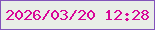 文字の大きさ：4、枠の色：8253ba、背景の色：e9ede7、文字の色：d80698 無料ブログパーツのブログ時計