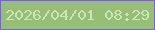 文字の大きさ：1、枠の色：8257f2、背景の色：97be78、文字の色：c7e8b2 無料ブログパーツのブログ時計