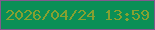 文字の大きさ：2、枠の色：82588e、背景の色：0a8f56、文字の色：86a031 無料ブログパーツのブログ時計