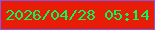 文字の大きさ：1、枠の色：8258e8、背景の色：e71d07、文字の色：04fb5b 無料ブログパーツのブログ時計