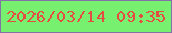 文字の大きさ：3、枠の色：8272a5、背景の色：77f070、文字の色：e54d42 無料ブログパーツのブログ時計