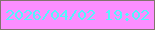 文字の大きさ：2、枠の色：82736c、背景の色：fc8eff、文字の色：54f5fb 無料ブログパーツのブログ時計