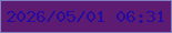 文字の大きさ：3、枠の色：827fc0、背景の色：5d1c72、文字の色：260c9e 無料ブログパーツのブログ時計