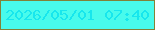 文字の大きさ：4、枠の色：828238、背景の色：48fbec、文字の色：17e7ed 無料ブログパーツのブログ時計