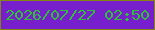 文字の大きさ：2、枠の色：82850e、背景の色：771fcd、文字の色：2ec137 無料ブログパーツのブログ時計
