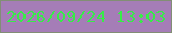 文字の大きさ：2、枠の色：828e75、背景の色：a57db7、文字の色：36ed47 無料ブログパーツのブログ時計