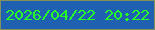 文字の大きさ：1、枠の色：82905b、背景の色：2060b0、文字の色：27fd27 無料ブログパーツのブログ時計