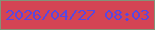 文字の大きさ：1、枠の色：829378、背景の色：d44454、文字の色：5947df 無料ブログパーツのブログ時計