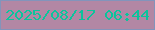 文字の大きさ：1、枠の色：8294bb、背景の色：b287a4、文字の色：0bc49c 無料ブログパーツのブログ時計