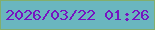 文字の大きさ：1、枠の色：82ae6c、背景の色：6ab6bf、文字の色：7614c1 無料ブログパーツのブログ時計