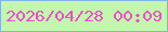 文字の大きさ：1、枠の色：82b2ea、背景の色：c2f7ad、文字の色：f04ccc 無料ブログパーツのブログ時計