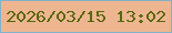 文字の大きさ：1、枠の色：82b3ca、背景の色：edb691、文字の色：5a670d 無料ブログパーツのブログ時計