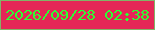 文字の大きさ：5、枠の色：82b467、背景の色：e52757、文字の色：2eff33 無料ブログパーツのブログ時計