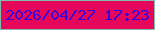 文字の大きさ：5、枠の色：82bdaa、背景の色：e6075c、文字の色：3805d9 無料ブログパーツのブログ時計