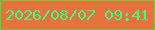 文字の大きさ：2、枠の色：82be41、背景の色：e7733c、文字の色：40fe80 無料ブログパーツのブログ時計