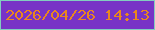 文字の大きさ：2、枠の色：82cdbf、背景の色：7833c6、文字の色：e9871e 無料ブログパーツのブログ時計