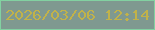 文字の大きさ：4、枠の色：82d1a1、背景の色：7f9990、文字の色：c1b24a 無料ブログパーツのブログ時計