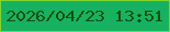 文字の大きさ：2、枠の色：82d52a、背景の色：16b262、文字の色：194e0c 無料ブログパーツのブログ時計