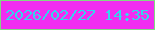 文字の大きさ：3、枠の色：82d982、背景の色：f12df0、文字の色：33d6ed 無料ブログパーツのブログ時計