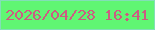 文字の大きさ：1、枠の色：82dfb7、背景の色：60f673、文字の色：cc5c82 無料ブログパーツのブログ時計