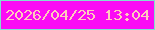 文字の大きさ：3、枠の色：82dfcf、背景の色：fb0bf5、文字の色：ffcabc 無料ブログパーツのブログ時計
