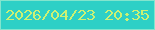 文字の大きさ：4、枠の色：82e5ce、背景の色：2dd0c6、文字の色：ccf174 無料ブログパーツのブログ時計