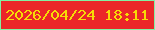 文字の大きさ：1、枠の色：82f0a2、背景の色：eb2728、文字の色：f6dc06 無料ブログパーツのブログ時計