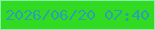 文字の大きさ：4、枠の色：82f0ad、背景の色：32da22、文字の色：2ca0b0 無料ブログパーツのブログ時計