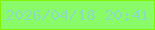 文字の大きさ：4、枠の色：82f209、背景の色：89fa68、文字の色：8ddcbf 無料ブログパーツのブログ時計