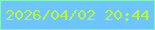 文字の大きさ：2、枠の色：82f3c0、背景の色：6ec5fd、文字の色：b9f63e 無料ブログパーツのブログ時計