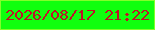 文字の大きさ：5、枠の色：82fe2a、背景の色：10ff0e、文字の色：c01329 無料ブログパーツのブログ時計
