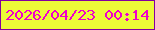 文字の大きさ：3、枠の色：8300a0、背景の色：ecfb37、文字の色：ef00cb 無料ブログパーツのブログ時計