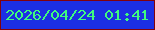 文字の大きさ：5、枠の色：83010a、背景の色：1c2fe3、文字の色：3ffa7e 無料ブログパーツのブログ時計