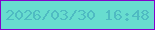 文字の大きさ：3、枠の色：8303cb、背景の色：68ddcf、文字の色：4fbbc2 無料ブログパーツのブログ時計