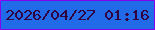 文字の大きさ：5、枠の色：8303f1、背景の色：216be9、文字の色：31003e 無料ブログパーツのブログ時計