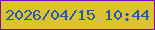 文字の大きさ：3、枠の色：8305bc、背景の色：dbc22f、文字の色：2457be 無料ブログパーツのブログ時計