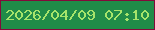 文字の大きさ：5、枠の色：830a3a、背景の色：208c48、文字の色：a6e46b 無料ブログパーツのブログ時計