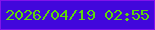 文字の大きさ：4、枠の色：8312ea、背景の色：4207dc、文字の色：5dda0a 無料ブログパーツのブログ時計