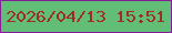 文字の大きさ：2、枠の色：831e98、背景の色：62bd76、文字の色：9e2e23 無料ブログパーツのブログ時計