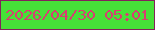 文字の大きさ：5、枠の色：83225b、背景の色：46e138、文字の色：d73f71 無料ブログパーツのブログ時計