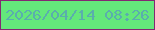 文字の大きさ：1、枠の色：832772、背景の色：64e77b、文字の色：5aaead 無料ブログパーツのブログ時計