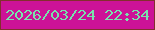 文字の大きさ：4、枠の色：832e2e、背景の色：cc1297、文字の色：78e4ad 無料ブログパーツのブログ時計