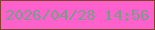 文字の大きさ：5、枠の色：83402b、背景の色：fe61cc、文字の色：749d8a 無料ブログパーツのブログ時計