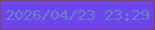 文字の大きさ：2、枠の色：83435a、背景の色：6d46e9、文字の色：697fc8 無料ブログパーツのブログ時計