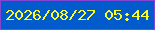 文字の大きさ：2、枠の色：8345d2、背景の色：015bcc、文字の色：fbfb28 無料ブログパーツのブログ時計