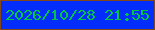 文字の大きさ：2、枠の色：834718、背景の色：022dfa、文字の色：02c546 無料ブログパーツのブログ時計
