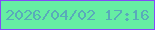 文字の大きさ：4、枠の色：834bf8、背景の色：66eea3、文字の色：59abba 無料ブログパーツのブログ時計